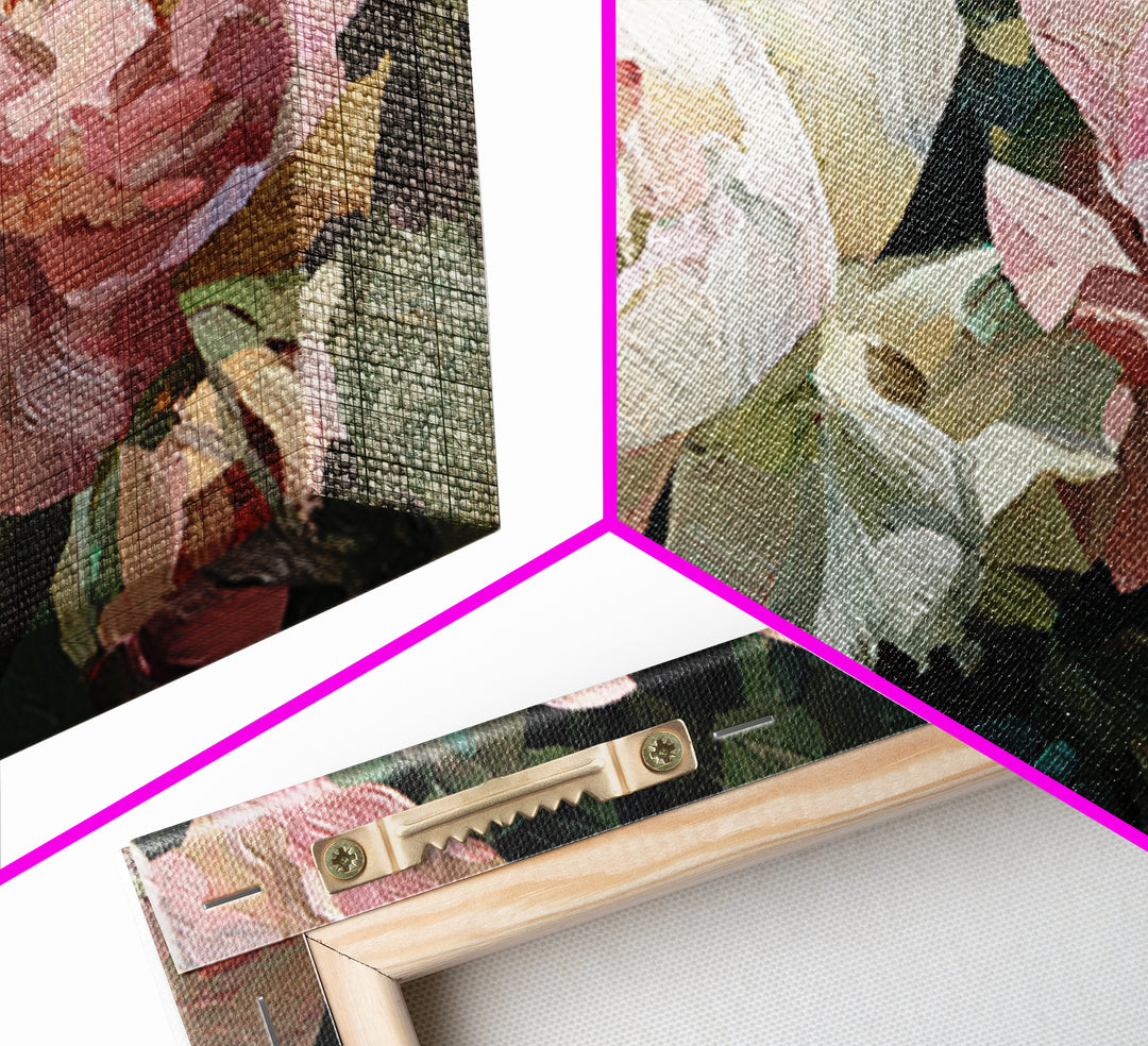 Baroque Roses Mixed Framed Canvas Print, Maximalist Art, Leopard Print, Living Room Decor, Abstract Art, Maximal, MAX-3x2-82