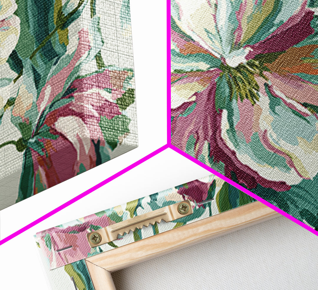 Matisse Inspired Cutouts with Vivid Floral Motifs Canvas Print, Maximalist Art, Retro Wall Art, Living Room Decor, Maximal, MAX-3x2-86