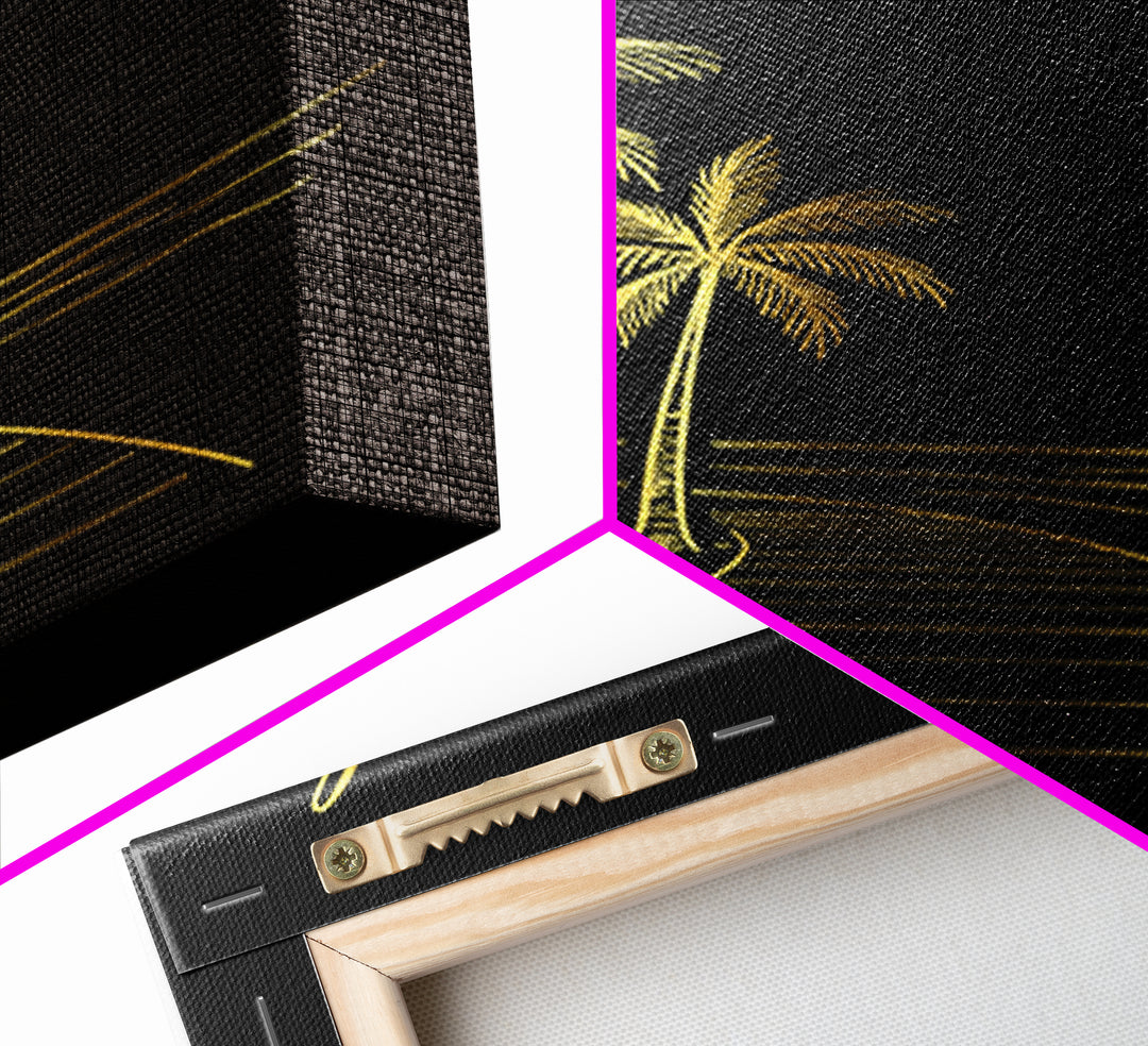 Hollywood Florida Travel Poster, Canvas Print, Black Gold Minimalist Art, Hollywood Art Print, Travel Art Print, Travel Print, Design 1