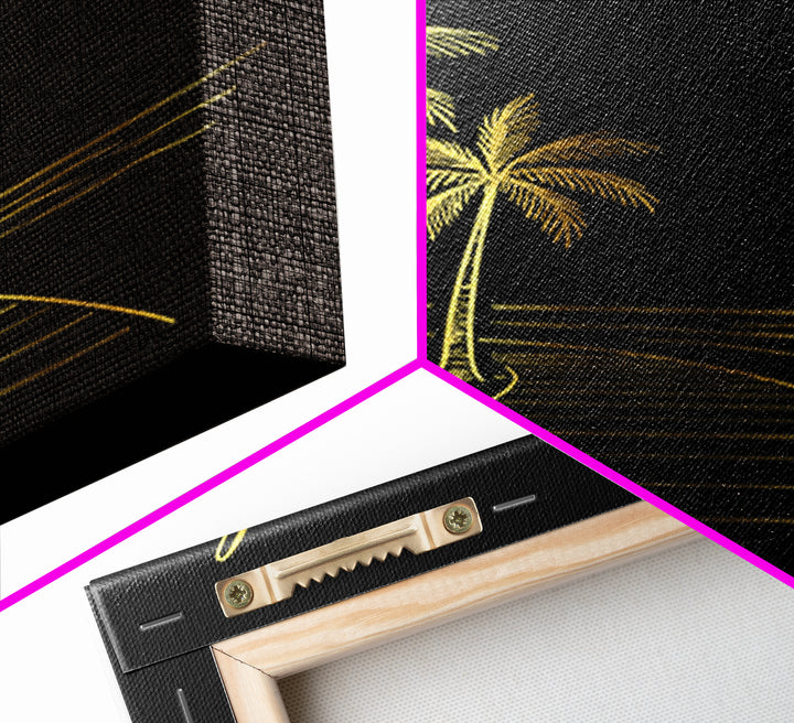 Hollywood Florida Travel Poster, Canvas Print, Black Gold Minimalist Art, Hollywood Art Print, Travel Art Print, Travel Print, Design 1