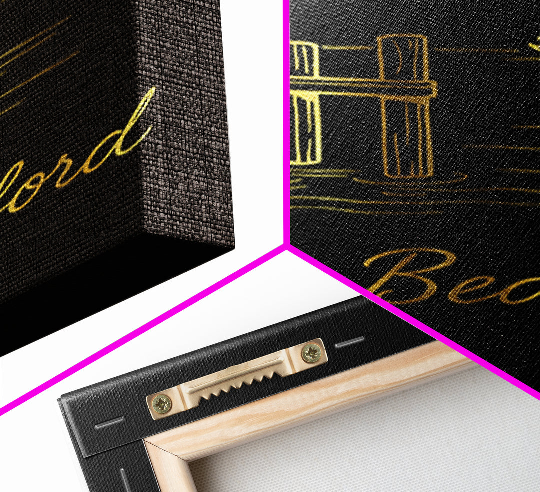 New Bedford Travel Poster, Canvas Print, Gold Outline Poster Art, New Bedford Travel Art, Travel Wall Decor, Home Office Decor