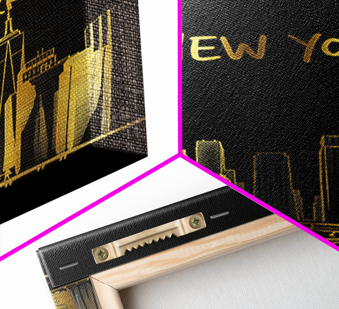 New York Travel Poster, Canvas Print, Black Gold Minimalist Art, New York Art Print, City Travel Prints, City Art Print, Travel Poster Set