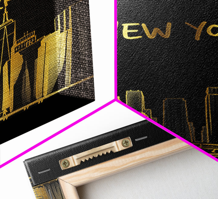 New York Travel Poster, Canvas Print, Black Gold Minimalist Art, New York Art Print, City Travel Prints, City Art Print, Travel Poster Set