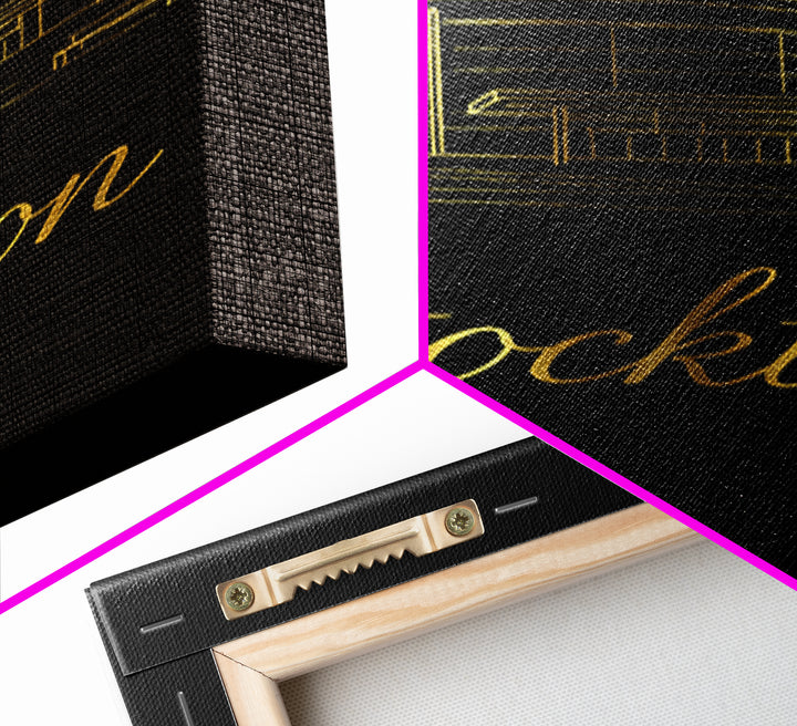 Stockton Travel Poster, Canvas Print, Black Gold Minimalist Art, Stockton Poster Print, Wanderlust Decor, Modern Wall Decor, Wall Art
