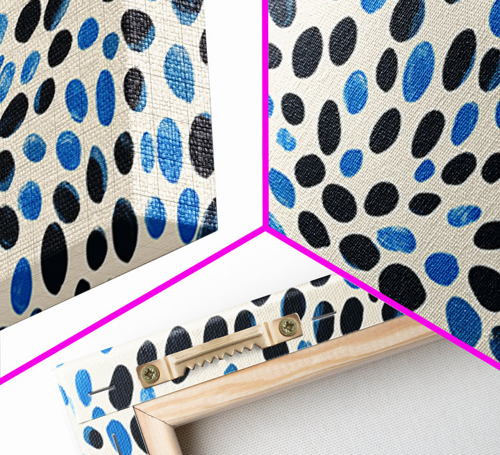 Black Blue Oval Dot Wall Art, Midcentury Modern Art Print, Minimalist Geometric Office Decor, Retro Abstract Poster For Home