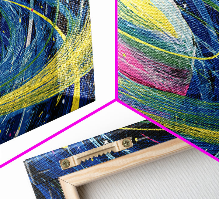 Colorful Ringed Planet Wall Art, Retro Sci Fi Space Poster, Cosmic Mid Century Modern Art Print, Kids Room Galaxy Decor Gift