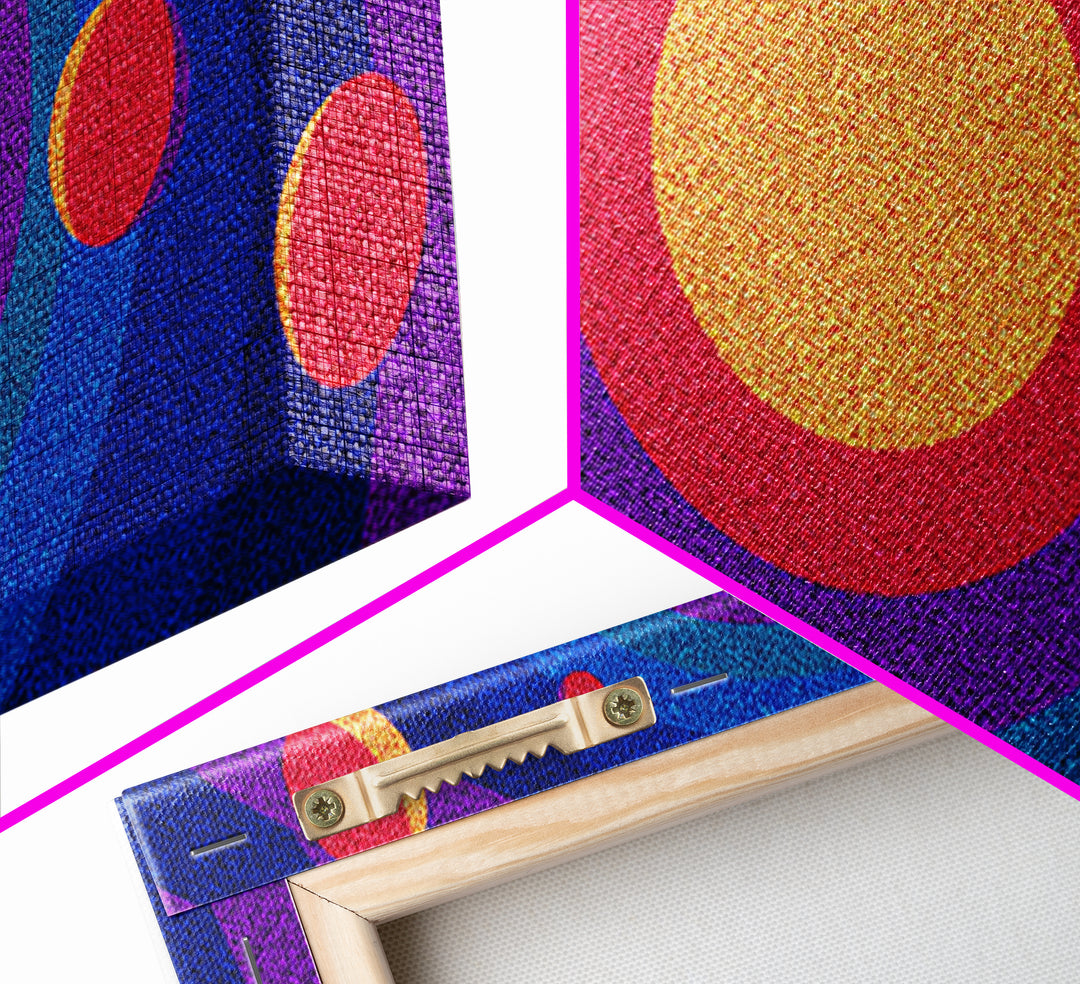 Colorful Concentric Sun And Planet Canvas Print, Midcentury Modern Abstract Wall Art, Retro Space Poster, Vibrant MCM Decor