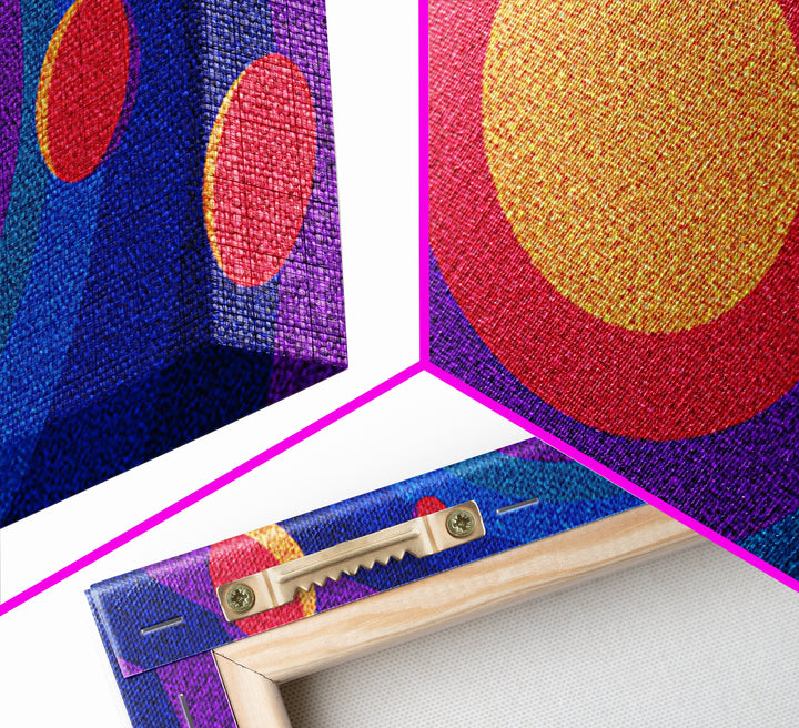 Colorful Concentric Sun And Planet Canvas Print, Midcentury Modern Abstract Wall Art, Retro Space Poster, Vibrant MCM Decor