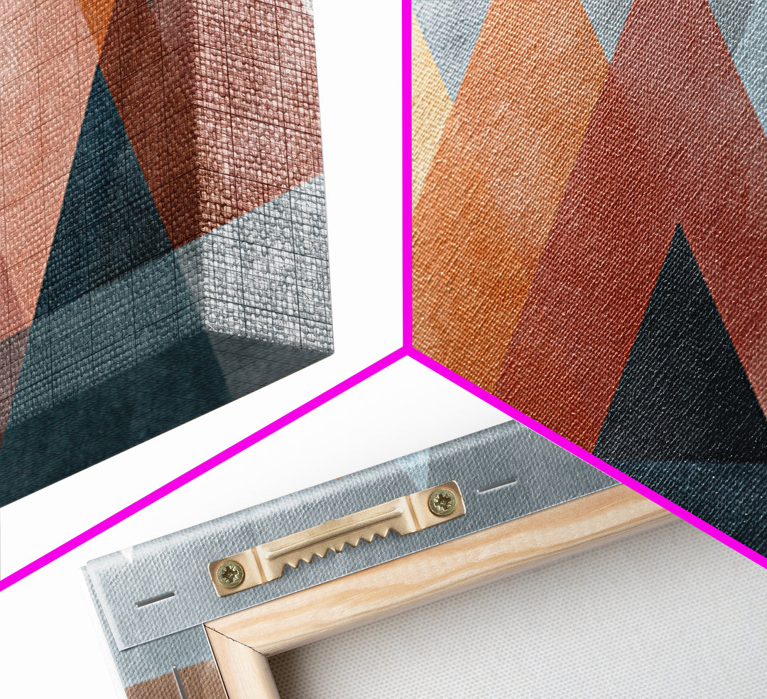 Minimalist Triangle Mountain Canvas Print, Mid Century Modern Wall Art, Geometric Landscape Poster, Neutral Earth Tone Decor