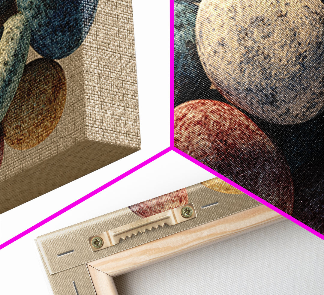 Speckled Egg And Stone Still Life Canvas Print, Earth Tone Organic Shapes, Modern Home Decor, Kitchen Art, Neutral Wall Decor
