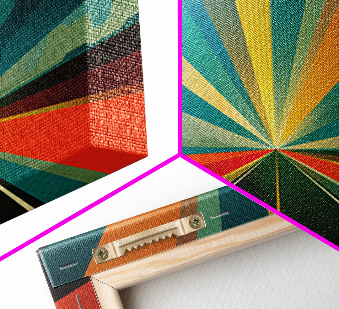 Retro Desert Highway Sunburst Wall Art, Teal Orange Perspective Landscape, Midcentury Modern Decor, Modern Art Print, MCM Wall Decor