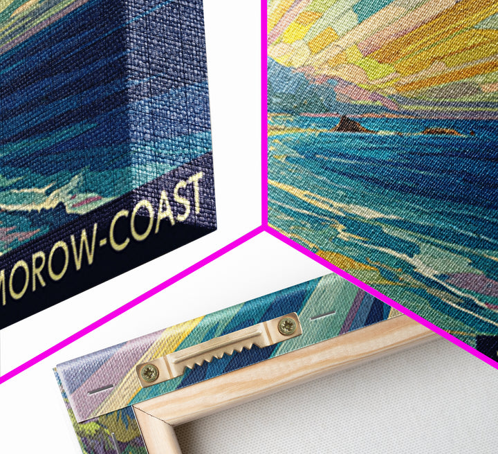 Tomorrow Coast Radiant Beach Sunrise Wall Art, Retro Travel Poster, Coastal Landscape Print, Modern Home Decor, Canvas Print