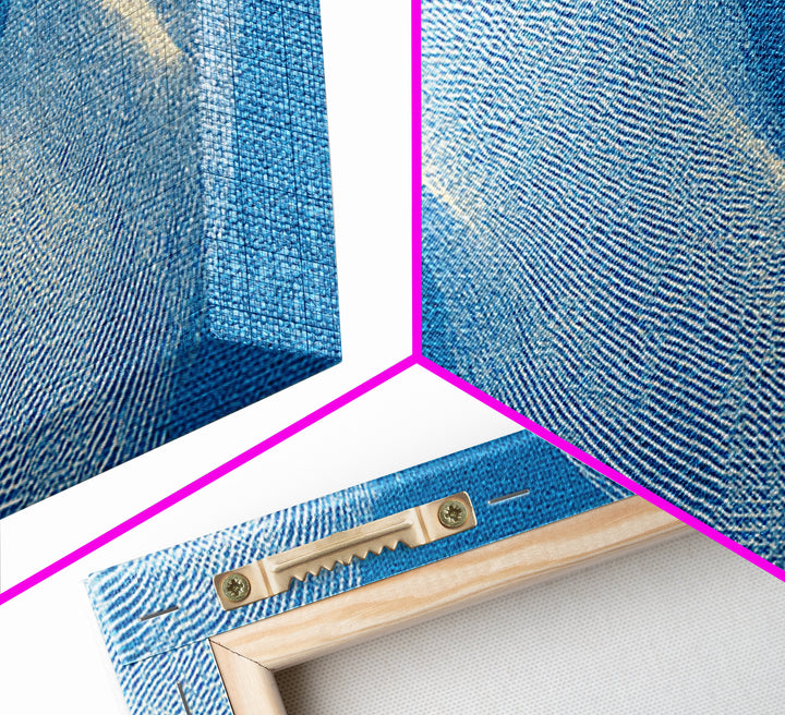 Blue Fingerprint Wave Framed Canvas Print, Abstract Modern Wall Art, Ocean Texture Poster, Coastal Decor For Bedroom And Office