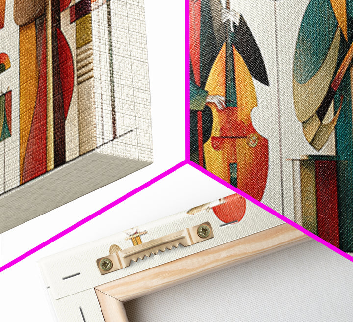Abstract Geometric Jazz Musicians Canvas Print, Midcentury Modern Wall Art, Bauhaus Poster, Colorful Home Decor Gift Idea