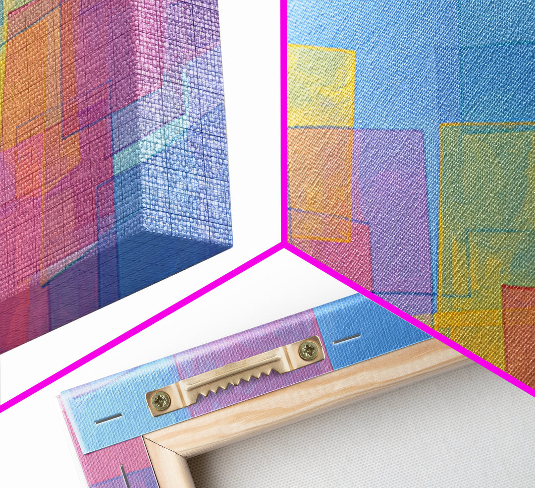 Pastel Color Block Squares Canvas Print, Bauhaus Geometric Wall Art, Modern Abstract Art Print, Pink Blue Nursery Decor Gift