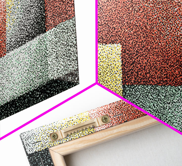 Textured Color Block Abstract Canvas Print, Mid Century Modern Wall Art, Geometric Shapes Poster, Retro Office Decor Print