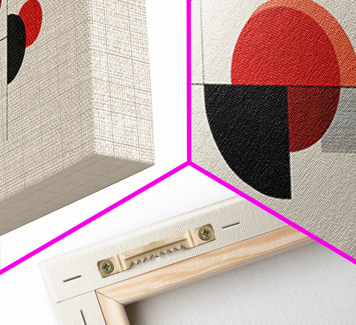 Red Black Circle Wall Art, Midcentury Modern Art, Geometric Abstract Print, Bauhaus Poster, Retro MCM Wall Decor For Home