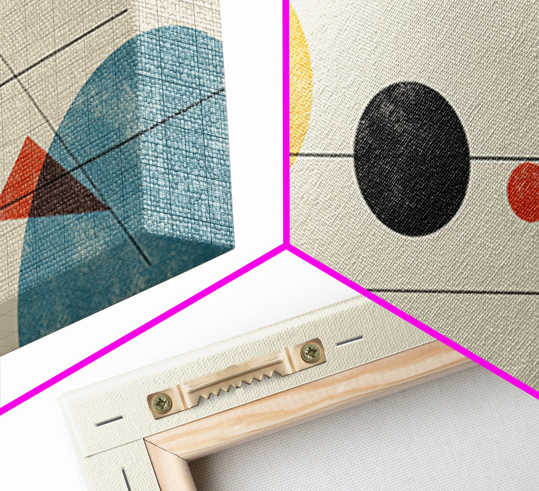 Yellow Sun And Blue Circle Wall Art, Midcentury Modern Art, Geometric Abstract Print, Retro Bauhaus Poster, MCM Decor For Living Room
