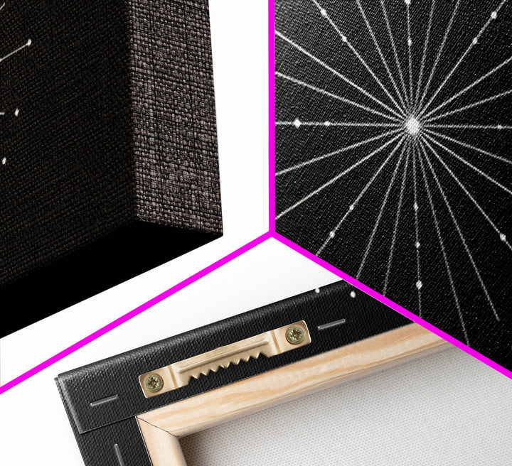 Radial Constellation Lines And Dots Canvas Print, Atomic Midcentury Wall Art, Modern Geometric Decor, Office Poster Print