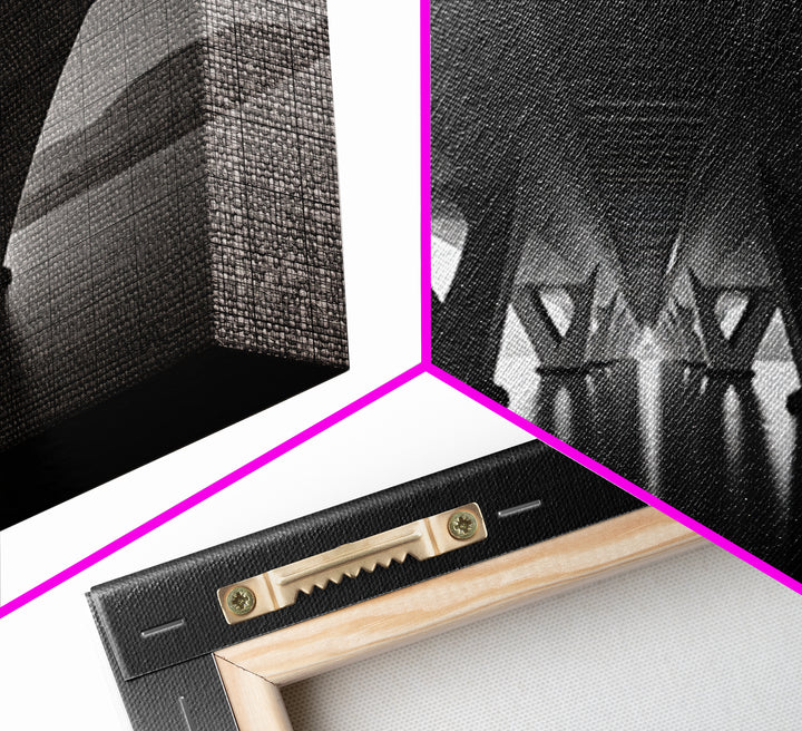 Moody Bridge Underpass Wall Art, Black And White Architectural Photography Print, Geometric Lines, Masculine Office Decor