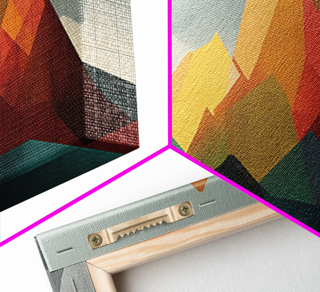 Colorful Geometric Mountain Range Wall Art, Midcentury Modern Art Print, Retro Landscape Poster, MCM Living Room Home Decor