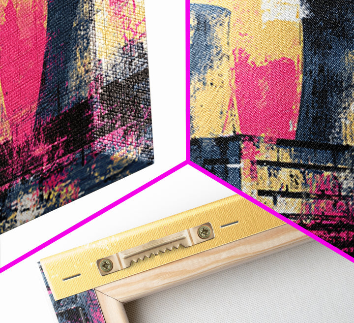 Pink Nuclear Power Plant Canvas Print, Industrial Landscape Wall Decor, Retro Modern Art Print, Bold Statement Artwork For Home Decor