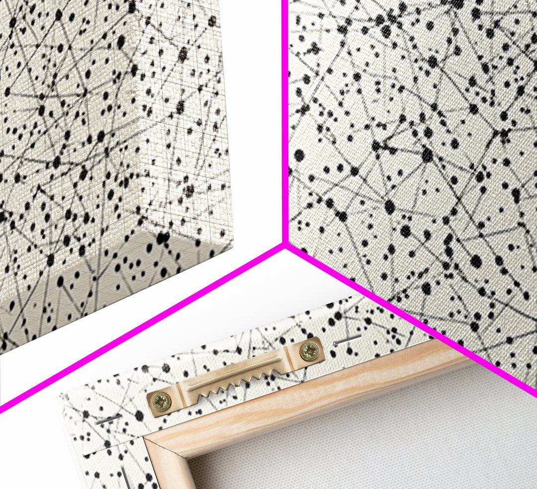 Black And White Constellation Line Network Wall Art, Minimalist Midcentury Modern Art Print, Monochrome Geometric Office Decor