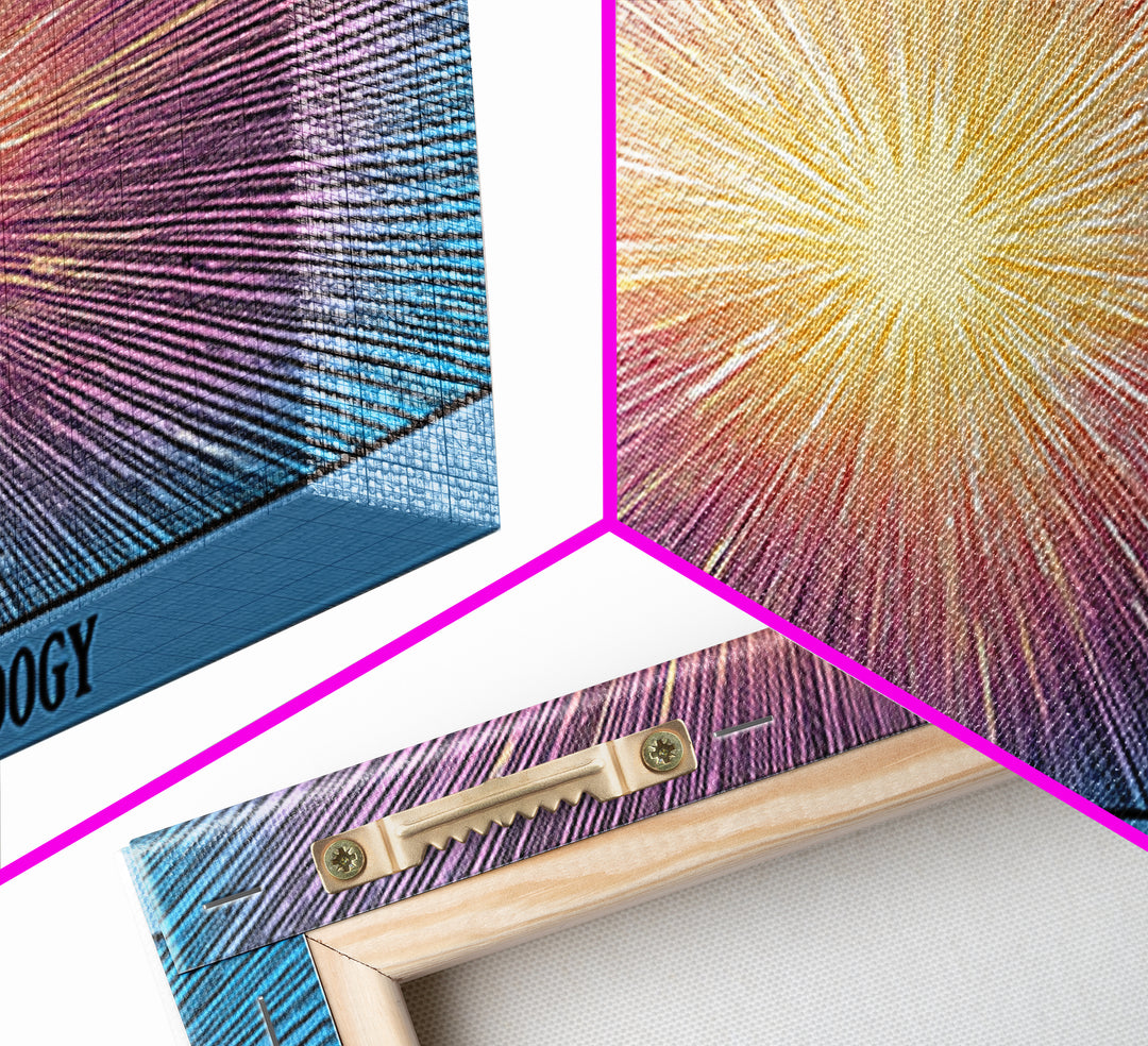 Radiant Progress Technology Starburst Canvas Print, Op Art Poster, Midcentury Modern Wall Art, Retro Sci Fi Office Decor