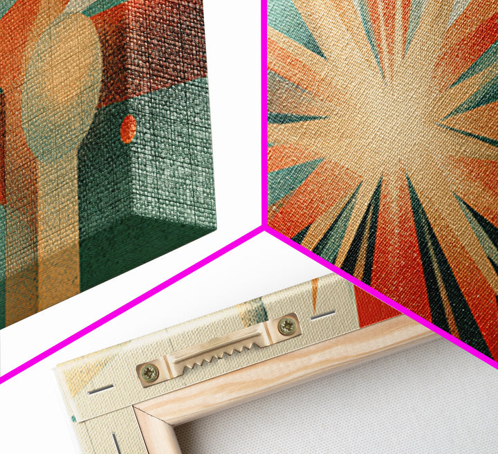 Cream Orange Teal Atomic Starburst Wall Art, Midcentury Modern Art Print, Geometric Abstract Decor, Retro Home Office Decor