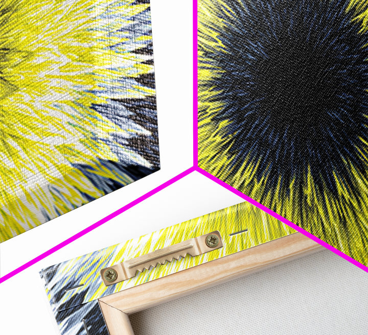 Yellow Black Radial Sunburst Canvas Print, Op Art Wall Decor, Modern Abstract Art, Bold Graphic Home Office Statement Piece