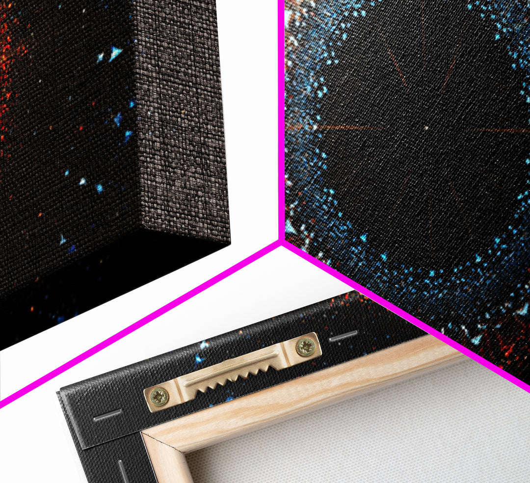 Dark Eclipse Particle Ring Framed Canvas Print, Modern Abstract Art, Space Abstract Art, Black Wall Art, Statement Wall Decor