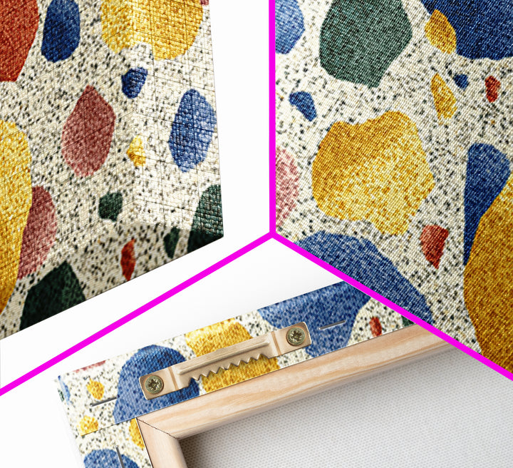 Soft Primary Terrazzo Pebble Canvas Print, Scandinavian Modern, Geometric Wall Art, Colorful Home Decor, Gallery Wall Art