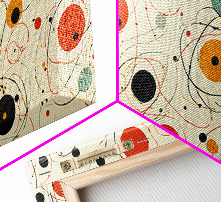 Orange Sage Atomic Circles Wall Art, Midcentury Modern Abstract Canvas Print, Retro Geometric Poster, Bold MCM Decor For Living Room