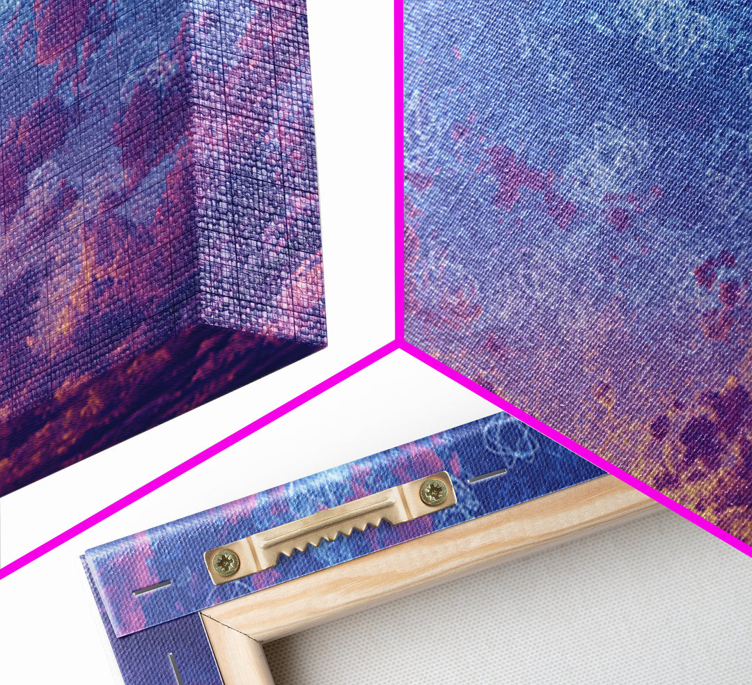 Dreamy Twilight Clouds With Star Diagrams Canvas Print, Modern Wall Art, Blue Purple Celestial Poster, Bedroom Decor Gift