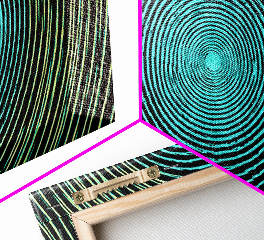 Turquoise Green Concentric Vortex Wall Art, Modern Abstract Op Art Print, Retro Geometric Poster, Psychedelic Home Decor