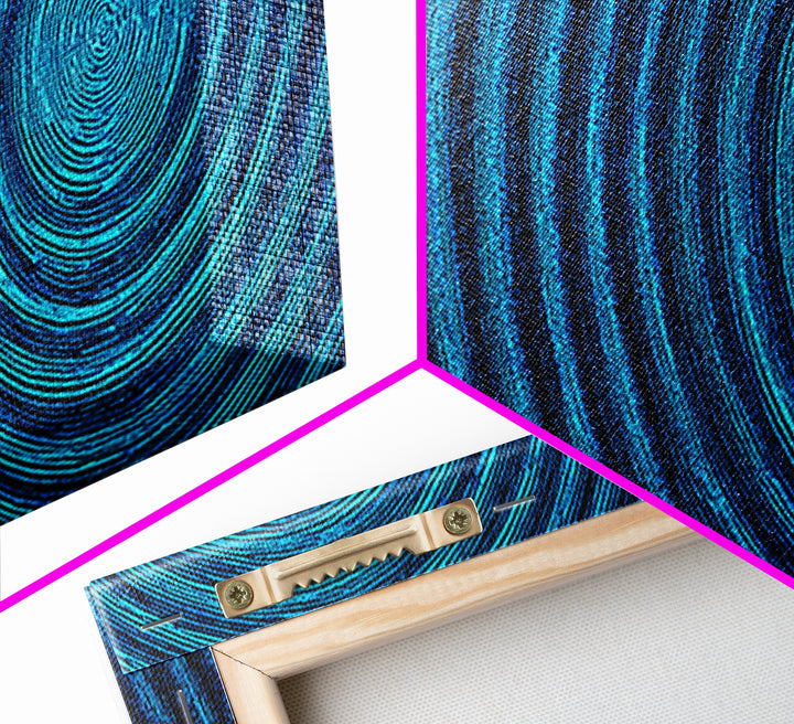 Blue Concentric Vortex Wall Art, Optical Abstract Poster, Modern Geometric Print, Retro Sci Fi Decor, Statement MCM Artwork
