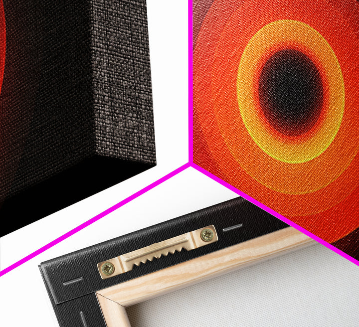 Fiery Eclipse Black Hole Wall Art, Modern Abstract Space Print, Orange Red Planet Decor, Cosmic Geometric Poster For Home Office