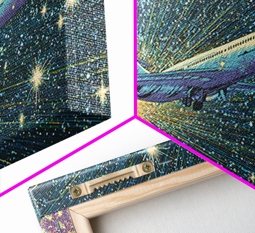 Supersonic Jet In Starry Warp Speed Sky Wall Art, Retro Sci Fi Poster, Mid Century Modern Decor, Space Travel Print, Home Office Decor