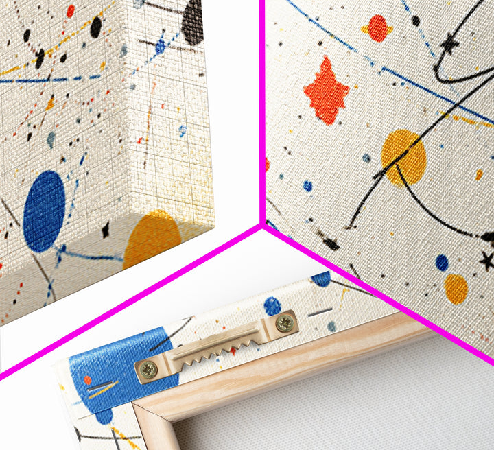 Playful Orbiting Planets And Stars Canvas Print, Atomic Mid Century Modern Wall Art, Retro Space Poster, Kids Room Decor