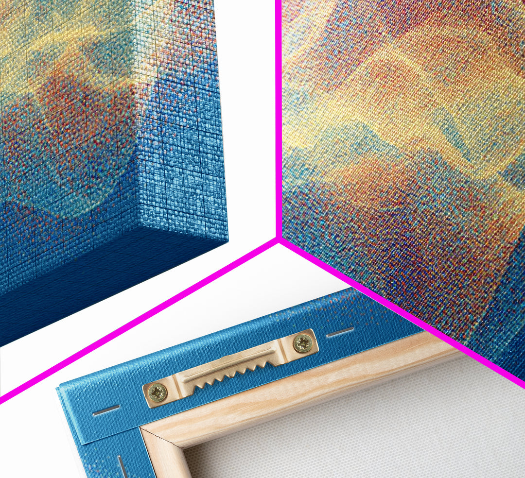 Colorful Particle Wave Canvas Print, Abstract Soundwave Landscape, Modern Digital Art, Blue Wall Decor, Music Studio Wall Art