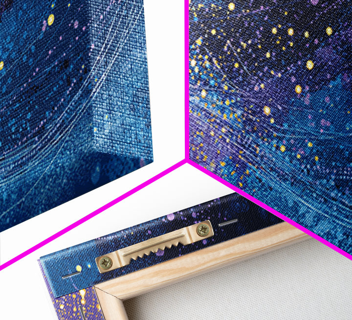 Golden Starburst Space Wave Canvas Print, Colorful Abstract Wall Art, Modern Galaxy Poster, Sci Fi Office And Living Room Decor