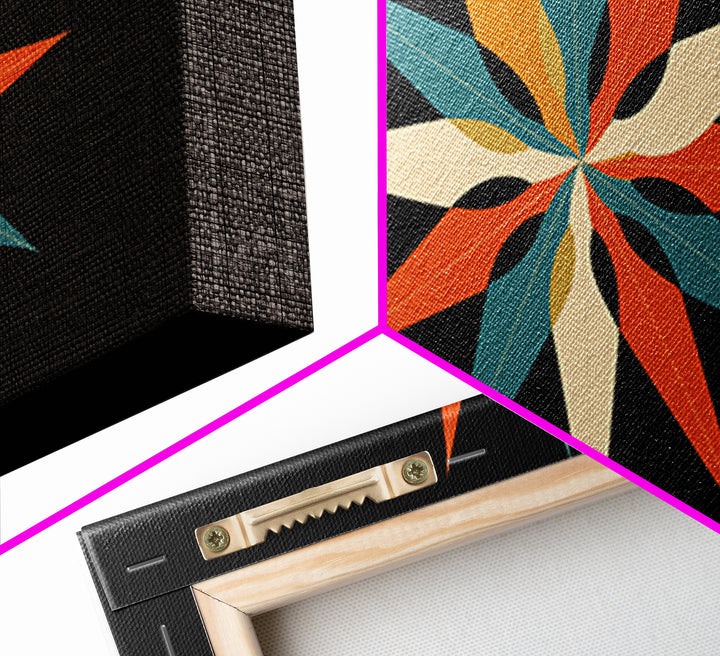 Colorful Midcentury Starburst Wall Art, Atomic Geometric Canvas Print, Retro Modern Wall Decor, MCM Abstract Poster Print