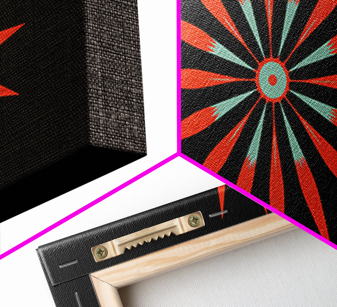 Red Atomic Starburst Wall Art, Midcentury Modern Art Print, Retro Geometric Poster, MCM Wall Decor, Bold Orange Black Decor