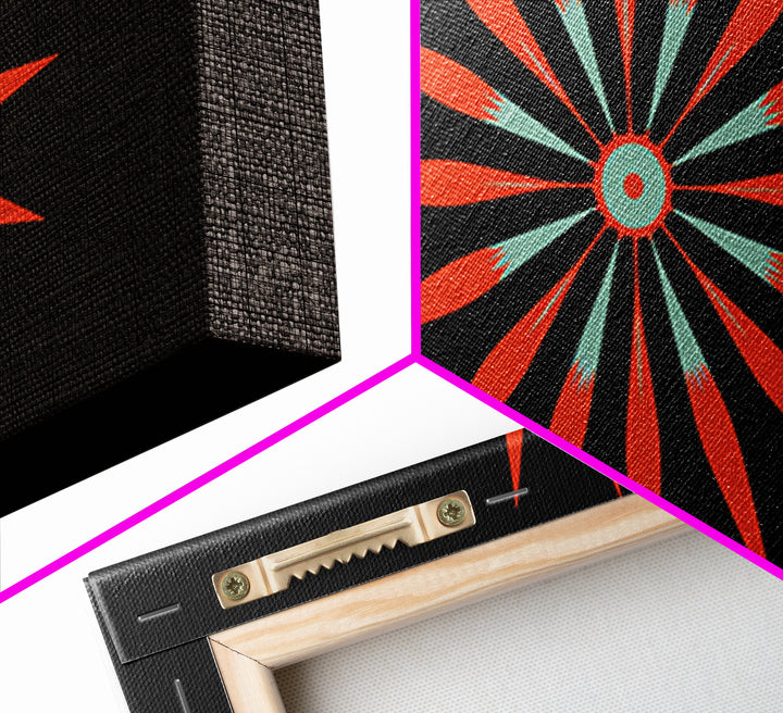 Red Atomic Starburst Wall Art, Midcentury Modern Art Print, Retro Geometric Poster, MCM Wall Decor, Bold Orange Black Decor