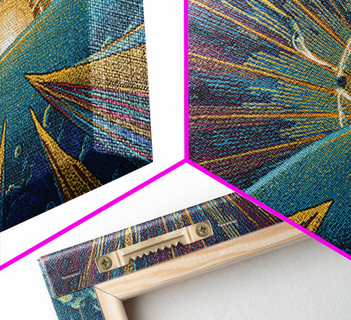 Radiant Sunrise Over Planet Wall Art, Modern Abstract Art Print, Retro Sci Fi Poster, Space Abstract Art, Colorful MCM Decor