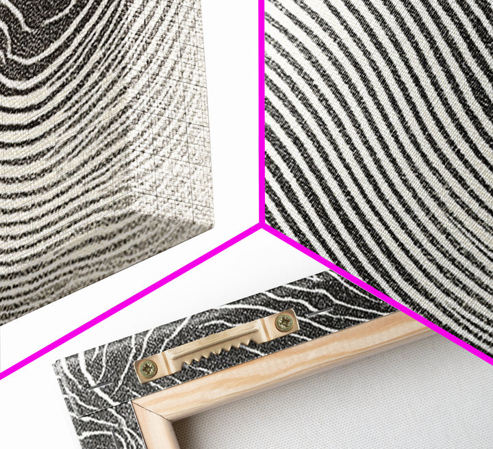 Black White Wavy Topographic Abstract Wall Art, Modern Geometric Line Print, Minimalist Decor, Office Or Bedroom Canvas Print