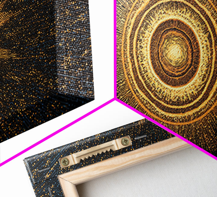 Golden Orbital Energy Sphere Canvas Print, Abstract Sci Fi Wall Decor, Cosmic Geometric Art, Modern Space Poster Gift Idea