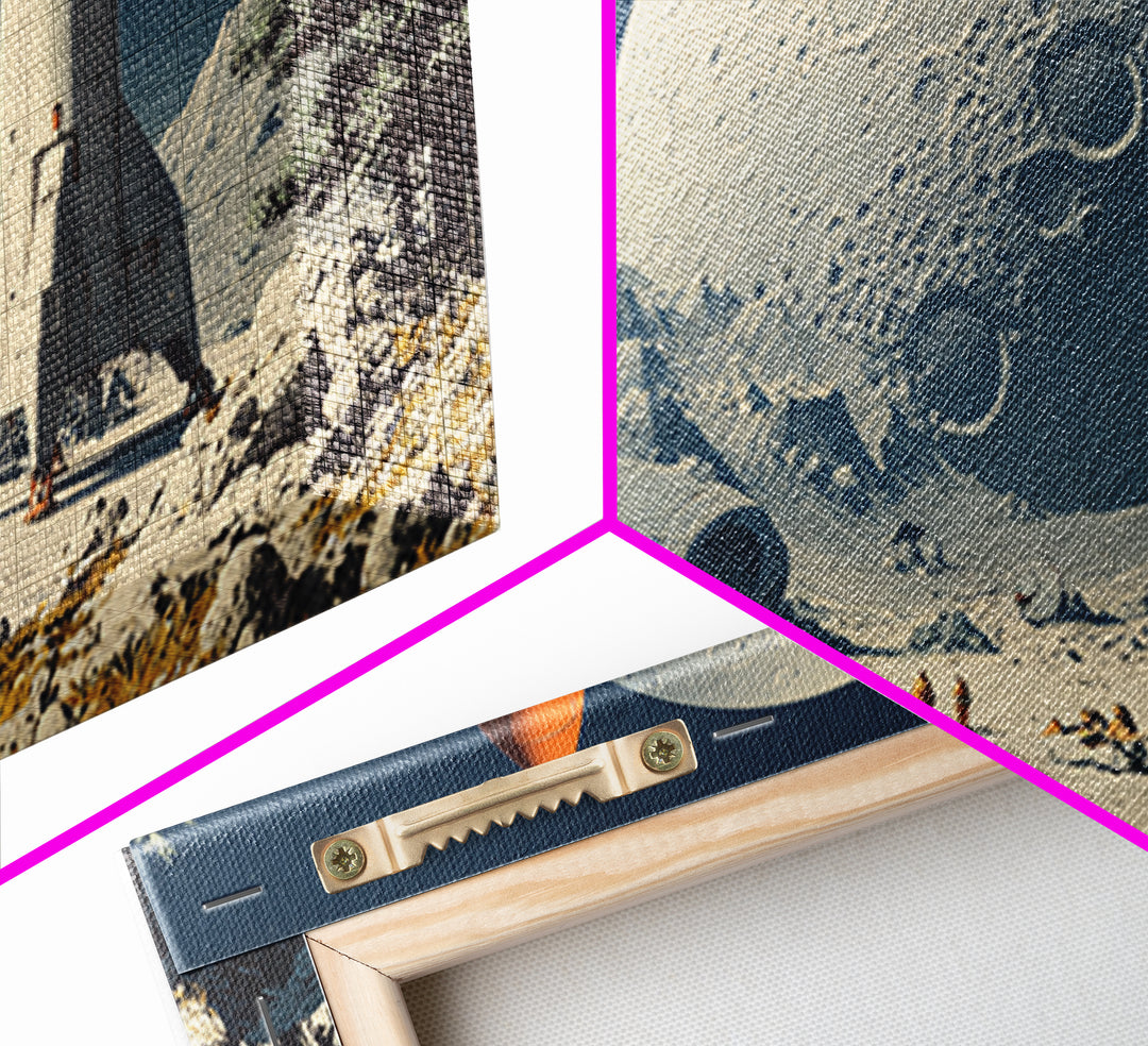 Moon Base Astronauts With Orange Rocket Framed Canvas Print, Retro Space Wall Art, Sci Fi Lunar Landscape Poster Decor Gift