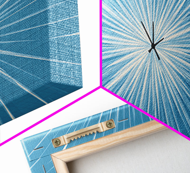 Light Blue White Radial Burst Canvas Print, Modern Abstract Art, Minimalist Wall Art, Geometric Sunburst, Office Decor Print