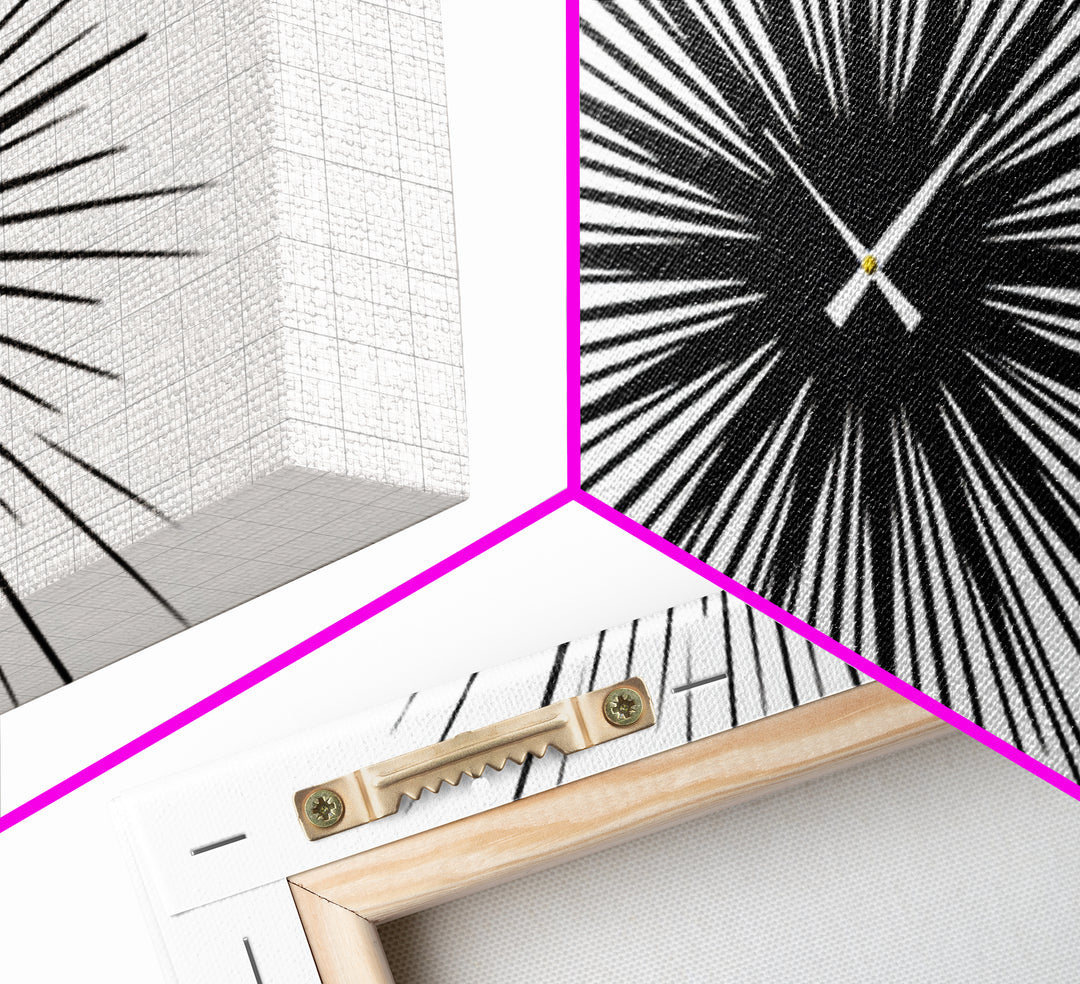Black White Exploding Starburst Wall Art, Modern Abstract Art, Minimalist Geometric Poster, Op Art Print, Office Wall Decor